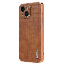 AZNS - AZNS iPhone 13 Fodral Crocodile Textur Läder + TPU - Brun