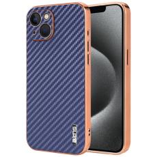 AZNS - AZNS iPhone 13 Fodral Electroplating Carbon Fiber PU+TPU - Blå
