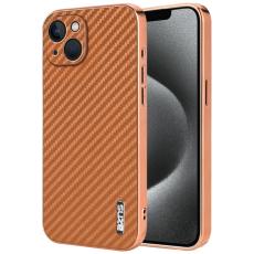 AZNS - AZNS iPhone 13 Fodral Electroplating Carbon Fiber PU+TPU - Brun