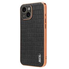 AZNS - AZNS iPhone 14 Fodral Crocodile Textur PU+TPU - Svart