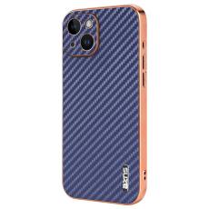 AZNS - AZNS iPhone 14 Fodral Electroplating Carbon Fiber PU+TPU - Blå