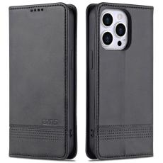 AZNS - AZNS iPhone 15 Fodral i PU-läder + TPU - Ställfunktion - Svart