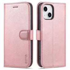 AZNS - AZNS iPhone 15 Plus Fodral Ställ Wallet Konstläder - Roséguld