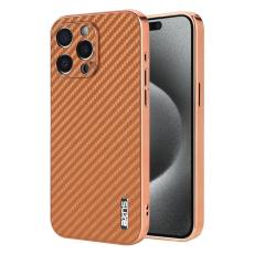 AZNS - AZNS iPhone 15 Pro Fodral Electroplating Carbon Fiber PU+TPU - Brun