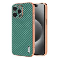 AZNS - AZNS iPhone 15 Pro Fodral Electroplating Carbon Fiber PU+TPU - Grön