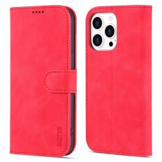 AZNS - AZNS iPhone 15 Pro Fodral Ställ Wallet PU Läder - Röd