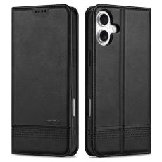 AZNS - AZNS iPhone 16 Fodral &Auml;kta l&auml;der Pl&aring;nboksfodral - Svart