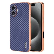 AZNS - AZNS iPhone 16 Plus Fodral Electroplating Carbon Fiber PU+TPU - Bl&aring;