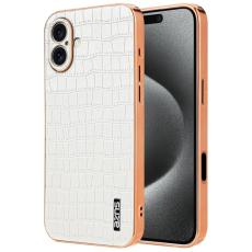 AZNS - AZNS iPhone 16 Plus Fodral Electroplating Krokodil PU+TPU - Vit