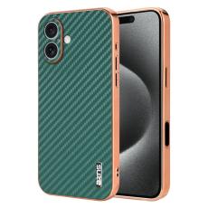 AZNS - AZNS iPhone 16 Plus Fodral - Elektropl&auml;terad Kolfiber PU+TPU - Gr&ouml;n