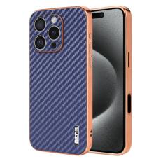 AZNS - AZNS iPhone 16 Pro Fodral Electroplating Carbon Fiber PU+TPU - Blå
