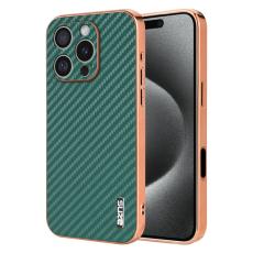 AZNS - AZNS iPhone 16 Pro Max Fodral &Auml;kta kolfiber PU+TPU - Gr&ouml;n