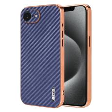 AZNS - AZNS iPhone 16e Fodral Electroplating Carbon Fiber PU + TPU - Blå