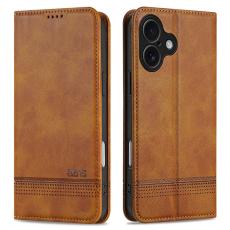 AZNS - AZNS iPhone 17 Fodral &Auml;kta l&auml;der Pl&aring;nboksfodral - Brun