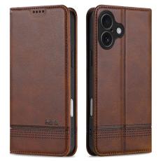 AZNS - AZNS iPhone 17 Fodral &Auml;kta l&auml;der Pl&aring;nboksfodral - Kaffe