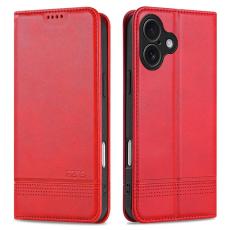 AZNS - AZNS iPhone 17 Fodral &Auml;kta l&auml;der Pl&aring;nboksfodral - R&ouml;d