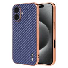 AZNS - AZNS iPhone 17 Fodral Electroplating Carbon Fiber PU + TPU - Bl&aring;
