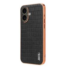 AZNS - AZNS iPhone 17 Fodral Electroplating Krokodil PU + TPU - Svart