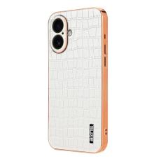 AZNS - AZNS iPhone 17 Fodral Electroplating Krokodil PU + TPU - Vit