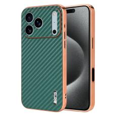AZNS - AZNS iPhone 17 Pro Fodral Electroplating Carbon Fiber PU + TPU - Gr&ouml;n