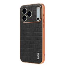 AZNS - AZNS iPhone 17 Pro Fodral Electroplating Krokodil PU + TPU - Svart