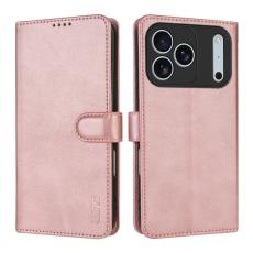 AZNS - AZNS iPhone 17 Pro Fodral PU L&auml;der Pl&aring;nboksfodral - Ros&eacute;guld