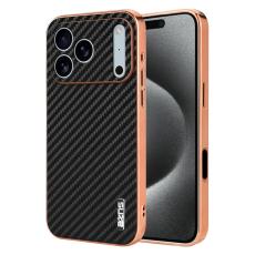 AZNS - AZNS iPhone 17 Pro Max Fodral Electroplating Kolfiber PU + TPU - Svart