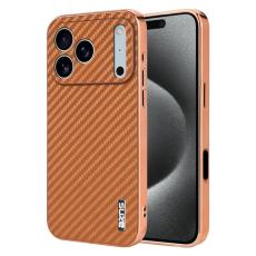 AZNS - AZNS iPhone 17 Pro Max Fodral - Elektropl&auml;tering Kolfiber PU + TPU - Brun