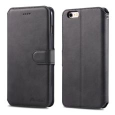 AZNS - AZNS iPhone 6s/6 Fodral Wallet Stand Äkta läder - Svart