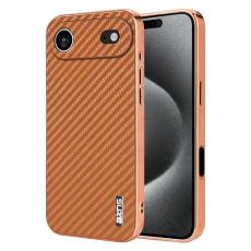 AZNS - AZNS iPhone Air Fodral - Electroplating Carbon Fiber PU + TPU - Brun