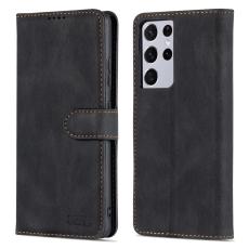 AZNS - AZNS Samsung Galaxy S21 Ultra Fodral - PU Läder - Svart