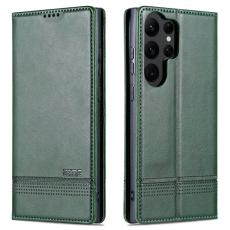 AZNS - AZNS Samsung Galaxy S24 Ultra Fodral - Äkta läder - Mörkgrön