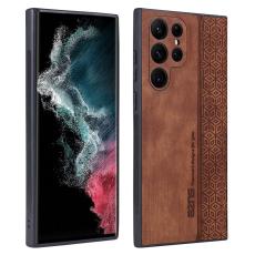 AZNS - AZNS Samsung Galaxy S24 Ultra Fodral Imprint PU Läder - Brun