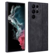 AZNS - AZNS Samsung Galaxy S24 Ultra Fodral Imprint PU Läder - Svart