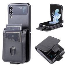 AZNS - AZNS Samsung Galaxy Z Flip4 Fodral &Auml;kta l&auml;der - Svart