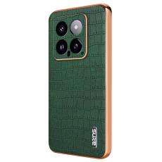 AZNS - AZNS Xiaomi 14 Fodral PU L&auml;der Klassisk Krokodilm&ouml;nster - Gr&ouml;n