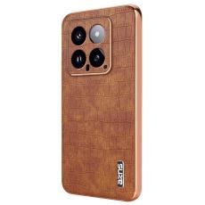 AZNS - AZNS Xiaomi 14 Fodral PU L&auml;der Krokodilm&ouml;nster - Brun