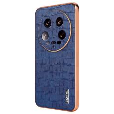 AZNS - AZNS Xiaomi 14 Ultra Fodral &Auml;kta l&auml;der - Krokodilm&ouml;nster - Bl&aring;
