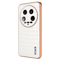 AZNS - AZNS Xiaomi 14 Ultra Fodral &Auml;kta l&auml;der - Krokodilm&ouml;nster - Vit