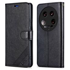 AZNS - AZNS Xiaomi 14 Ultra Fodral Ställ Wallet Stötsäker Läder - Svart