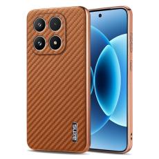 AZNS - AZNS Xiaomi 17 Fodral - Electroplating Carbon Fiber PU + TPU - Brun
