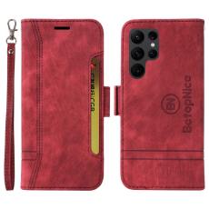 BETOPNICE - BETOPNICE 001 Samsung Galaxy S23 Ultra Fodral - PU Läder - Röd