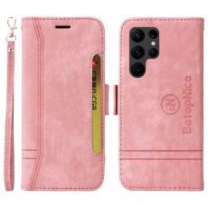 BETOPNICE - BETOPNICE 001 Samsung Galaxy S23 Ultra Fodral PU Läder - Rosa
