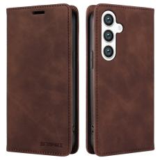BETOPNICE - BETOPNICE 003 f&ouml;r Samsung Galaxy S25 Wallet Fodral &Auml;kta l&auml;der - Brun