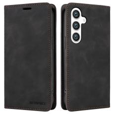 BETOPNICE - BETOPNICE 003 f&ouml;r Samsung Galaxy S25 Wallet Fodral &Auml;kta l&auml;der - Svart