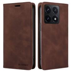 BETOPNICE - BETOPNICE 003 för Xiaomi 14T Wallet Fodral Äkta läder - Brun