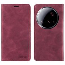 BETOPNICE - BETOPNICE 003 för Xiaomi 15 Ultra Fodral - Äkta läder - Vinröd