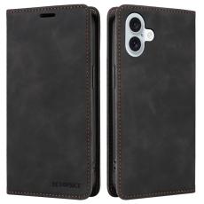 BETOPNICE - BETOPNICE 003 iPhone 16 Plus Fodral RFID Blocking Konstl&auml;der - Svart