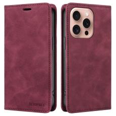 BETOPNICE - BETOPNICE 003 iPhone 16 Pro Fodral Wallet Äkta läder - Röd