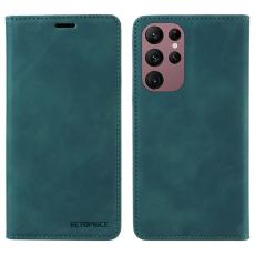 BETOPNICE - BETOPNICE 003 Samsung Galaxy S22 Ultra Fodral Äkta läder - Grön
